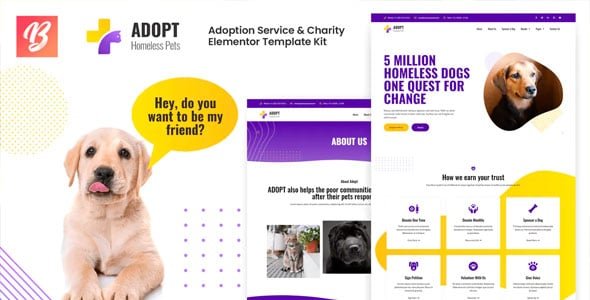 Adopte - Servicio De Adopción Y Caridad Elementor Template Kit