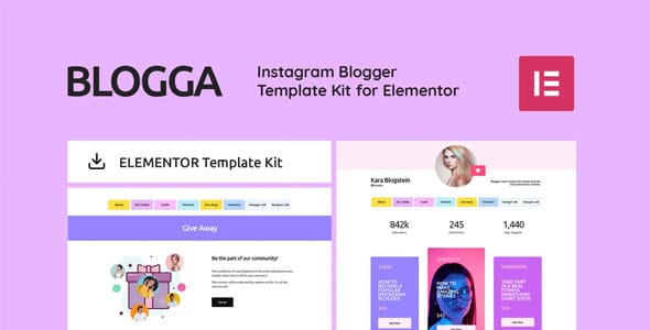 BLOGGA - Instagram Blogger Elementor Template Kit