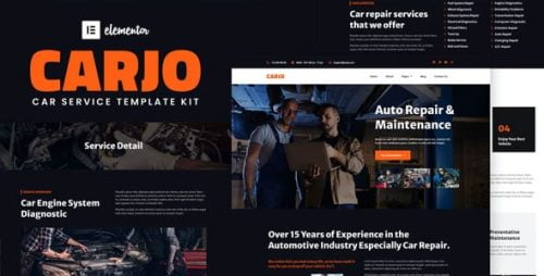 Carjo - Kit de plantilla de elementos de reparación y servicios de coche
