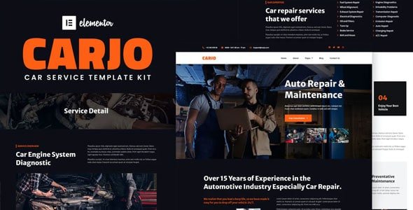 Carjo - Kit de plantilla de elementos de reparación y servicios de coche