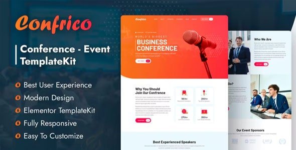 Confrico - Template Kit Elementor Para Eventos Y Conferencias