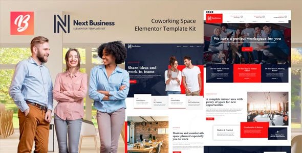 Next Business - Template Kit Elementor De Espacio De Coworking