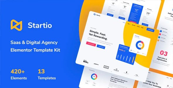 Startio - Saas & Digital AAgencia Elementor Template Kit